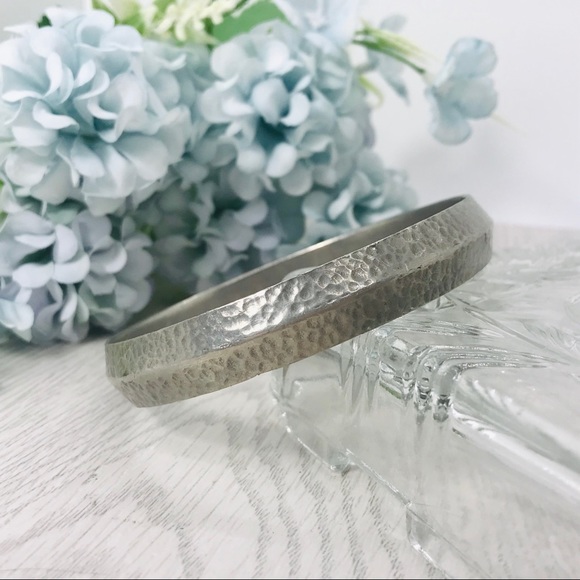 Vintage Jewelry - Vintage Hammered Scottish Pewter Bangle Bracelet